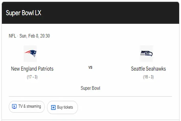 Super Bowl LX - New England Patriots vs. Seattle Seahawks