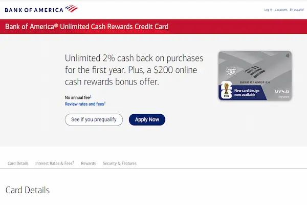 Bank of America Unlimited Cash Rewards