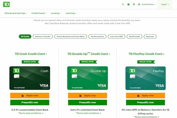td bank credit card