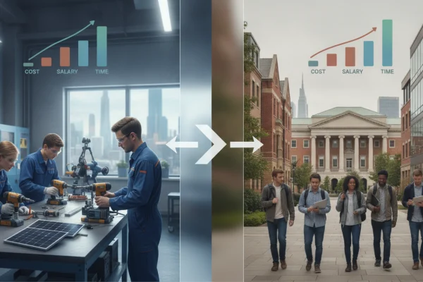 Trade school vs college in 2026: cost, salary and time compared